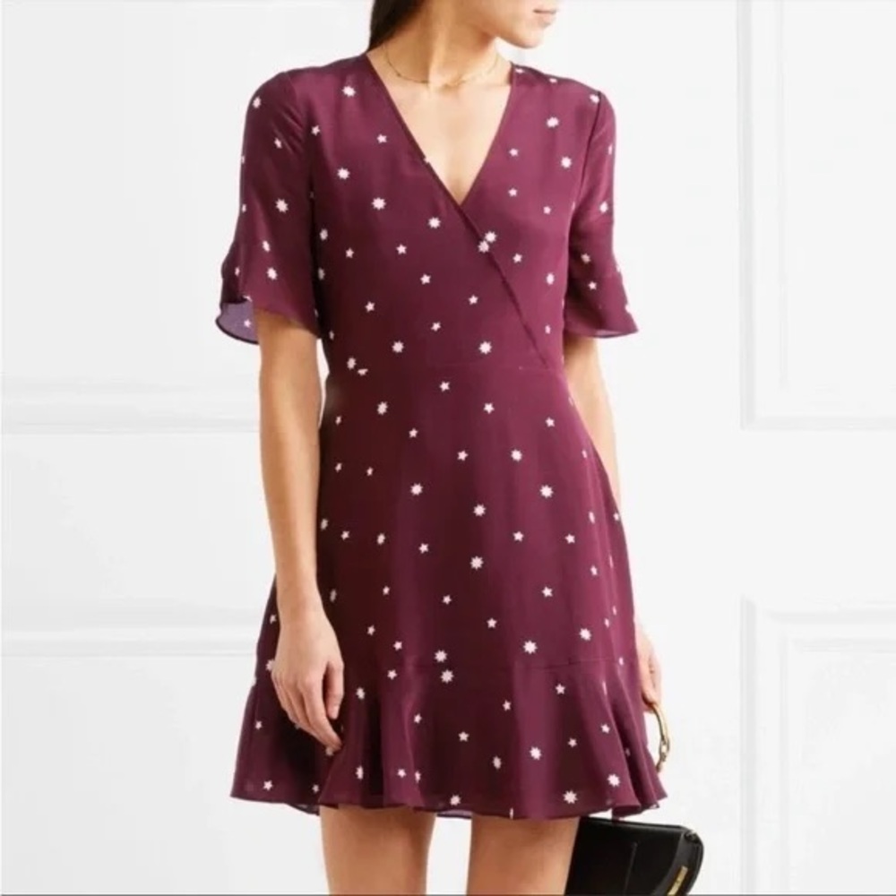 Madewell Flutter Sleeve Stars Maroon Dress